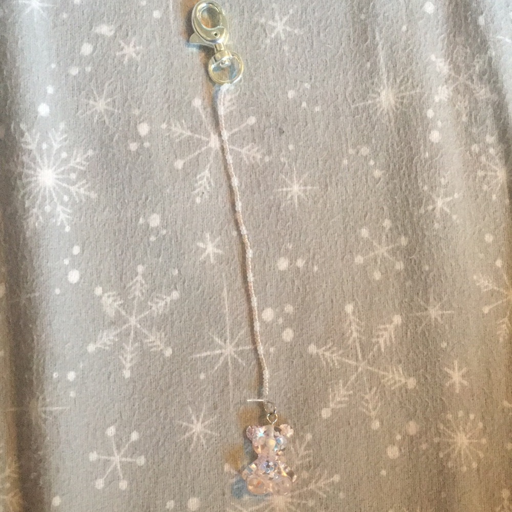 Light pink bear handmade keychain